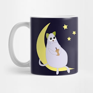 Cute Cat Looks At Stars Mug